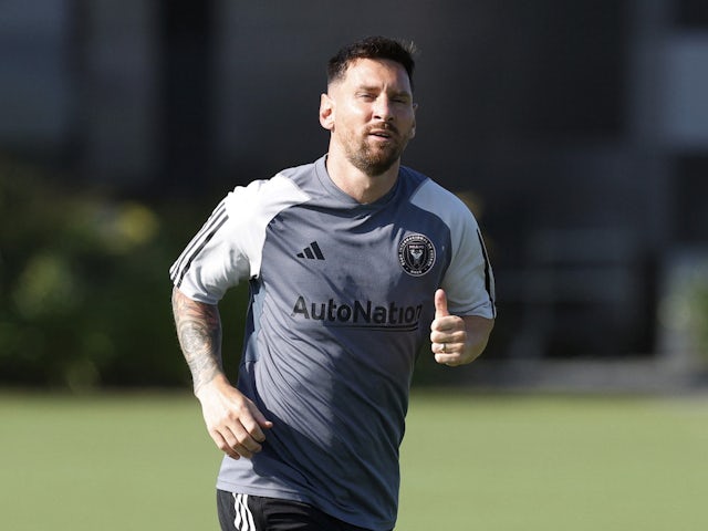 Inter Miami's Lionel Messi in action during training on July 18, 2023