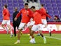 Canada's Lucas Cavallini and Luca Koleosho during the warm up before the match on September 23, 2022
