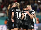 New Zealand Women celebrate beating Norway Women at the Women's World Cup on July 20, 2023