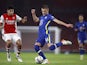  Arsenal Under-21s Salah-Edine Oulad M'Hand in action with Chelsea Under-21s Alfie Gilchrist on January 11, 2022