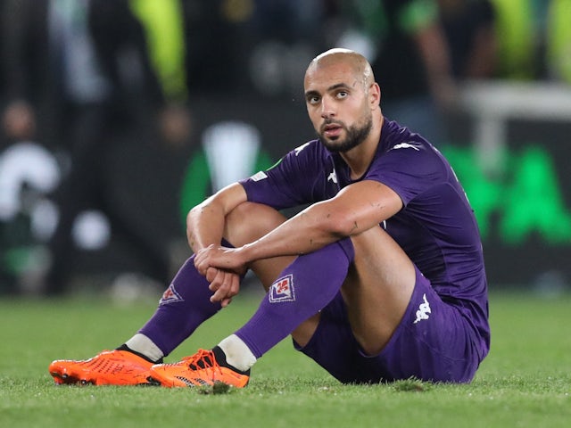 Fiorentina's Sofyan Amrabat looks dejected on June 7, 2023