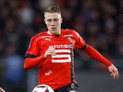 Adrien Truffert in action for Rennes in October 2022