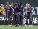 Charlotte FC forward Patrick Agyemang (33) celebrates with teammates on July 30, 2023