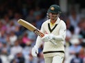 Australia batsman David Warner celebrates scoring a half-century in fifth Ashes Test on July 30, 2023.