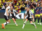 Germany Women's Alexandra Popp celebrates scoring their first goal with teammates on July 30, 2023