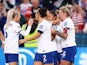 Lauren James celebrates scoring for England Women against Denmark Women on July 28, 2023