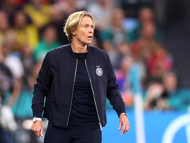 Germany Women coach Martina Voss-Tecklenburg reacts on July 30, 2023
