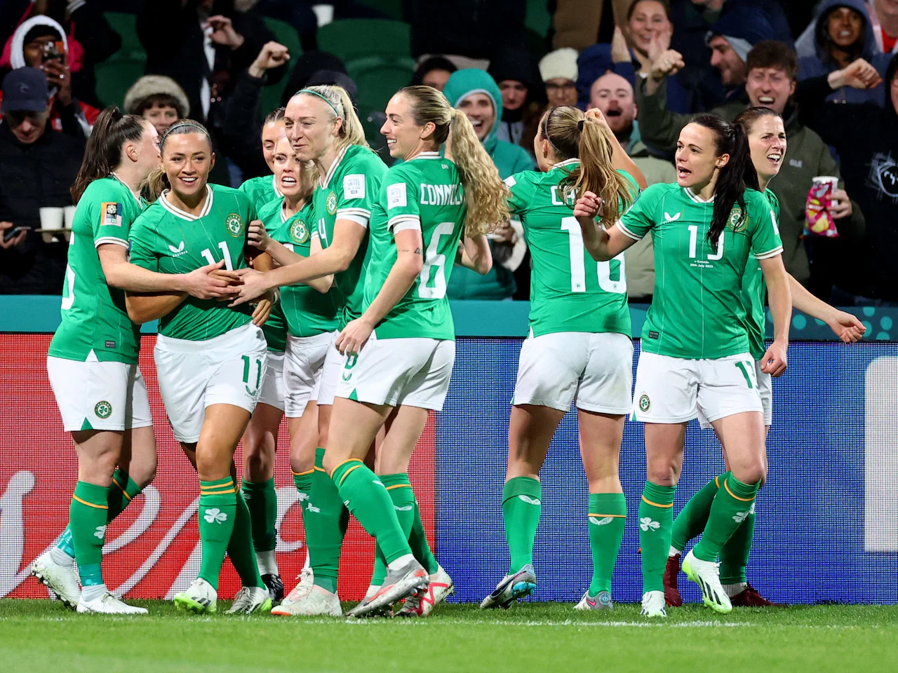 Republic of Ireland Women's Katie McCabe celebrates scoring their first