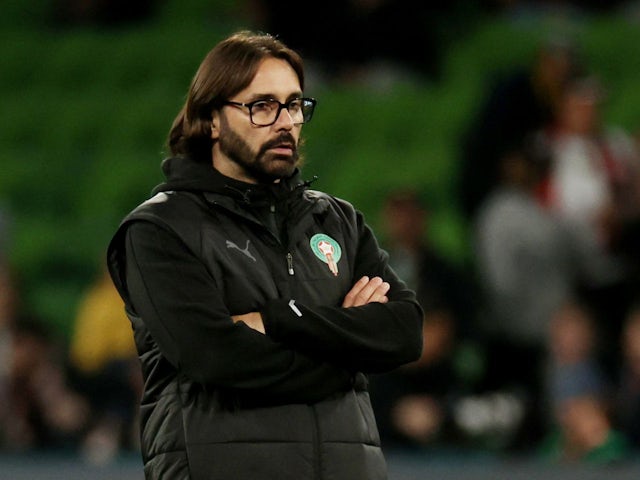Morocco coach Reynald Pedros looks on during the warm up before the match on July 24, 2023