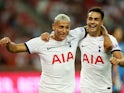 Tottenham Hotspur's Richarlison celebrates scoring their second goal with Sergio Reguilon on July 26, 2023