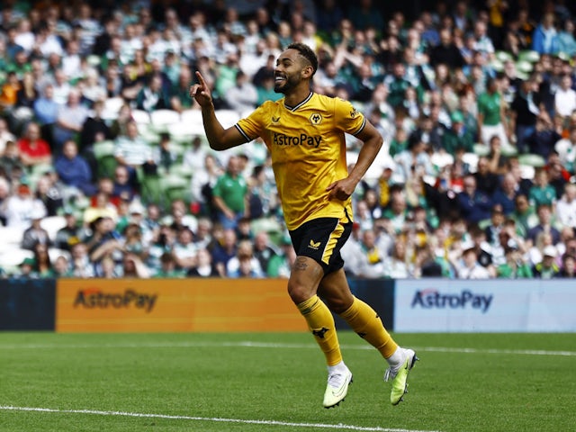 Wolverhampton Wanderers' Matheus Cunha celebrates scoring their first goal on July 29, 2023