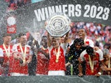 Arsenal celebrate winning the Community Shield on August 6, 2023