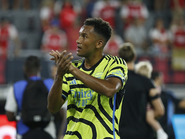 Arsenal defender Auston Trusty celebrates after the 2023 MLS All Star Game on July 19, 2023
