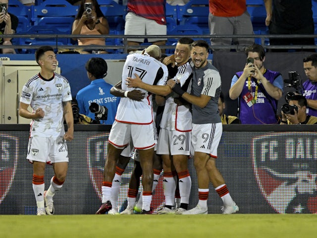 FC Dallas celebrate a goal on August 3, 2023