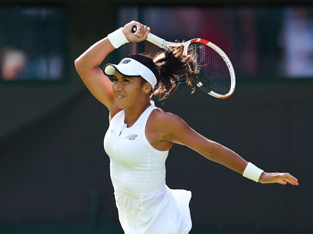 Heather Watson in action at Wimbledon in July 2023
