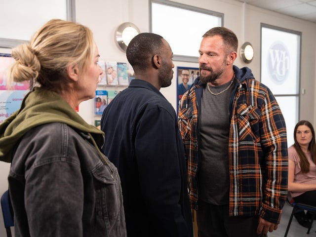 Cassie, Dean and Michael on Coronation Street on August 21, 2023