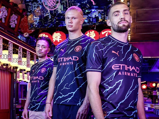 Jack Grealish, Erling Haaland and Mateo Kovacic model Man City's third kit for 2023-24