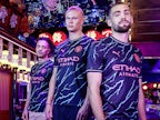 Pictured: Erling Haaland, Jack Grealish model Manchester City 2023-24 third kit