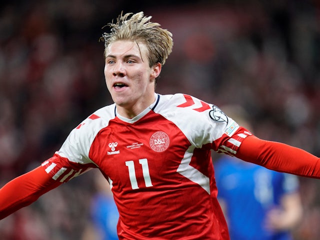 Denmark striker Rasmus Hojlund on March 23, 2023