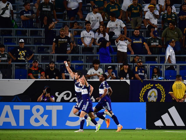 Vancouver Whitecaps celebrate the goal scored by forward Brian White (24) on July 31, 2023