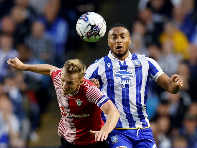 Sheffield Wednesday's Akin Famewo in action with Southampton's James Ward Prowse on August 4, 2023