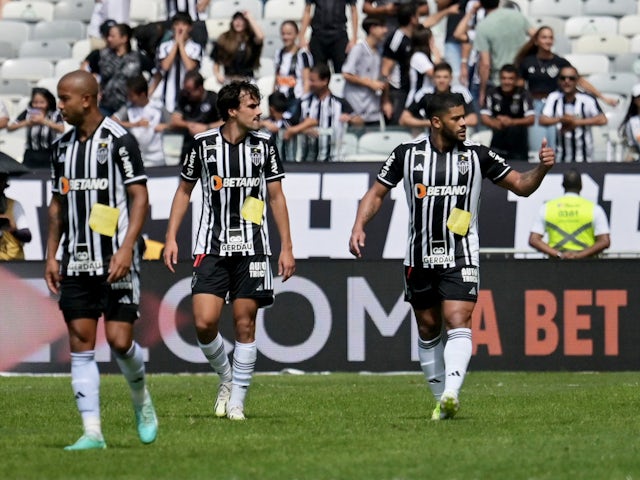 Atletico Mineiro's Hulk celebrates after Paulinho scores their first goal on August 13, 2023