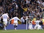 Leeds United's Crysencio Summerville celebrates scoring their second goal with teammates on August 6, 2023