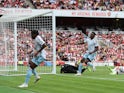 Nottingham Forest's Taiwo Awoniyi celebrates scoring their first goal on August 12, 2023