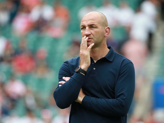 England head coach Steve Borthwick during the warm up before the match on August 12, 2023