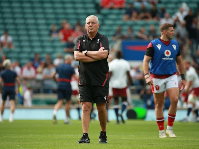 Wales head coach Warren Gatland during the warm up before the match on August 12, 2023