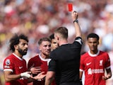 Liverpool's Alexis Mac Allister is sent off on August 19, 2023