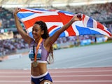 Katarina Johnson-Thompson celebrates heptathlon gold at World Athletics Championship on August 20, 2023.
