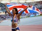 Katarina Johnson-Thompson celebrates heptathlon gold at World Athletics Championship on August 20, 2023.