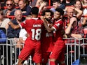 Mohamed Salah celebrates scoring for Liverpool on August 19, 2023