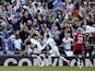 Tottenham Hotspur's Pape Sarr celebrates scoring against Manchester United on August 19, 2023