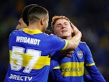Boca Juniors' Valentin Barco celebrates with teammates after winning the penalty shootout on August 9, 2023