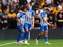 Brighton & Hove Albion's Kaoru Mitoma celebrates scoring against Wolverhampton Wanderers on August 19, 2023