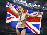 Britain's Keely Hodgkinson celebrates with the silver medal after finishing second in the Women's 800m Final on August 27, 2023