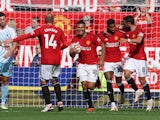 Manchester United's Casemiro celebrates scoring against Nottingham Forest on August 26, 2023
