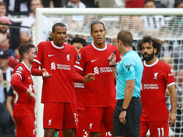 Liverpool's Virgil van Dijk is sent off on August 27, 2023
