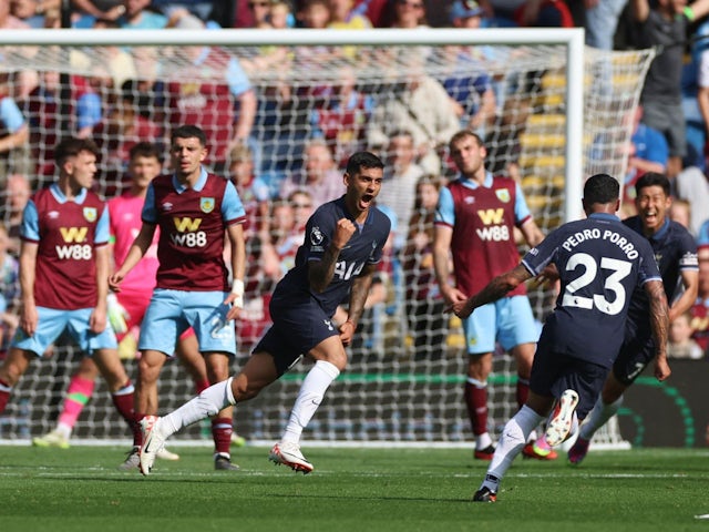 Tottenham Hotspur's Cristian Romero celebrates scoring their second goal on September 2, 2023