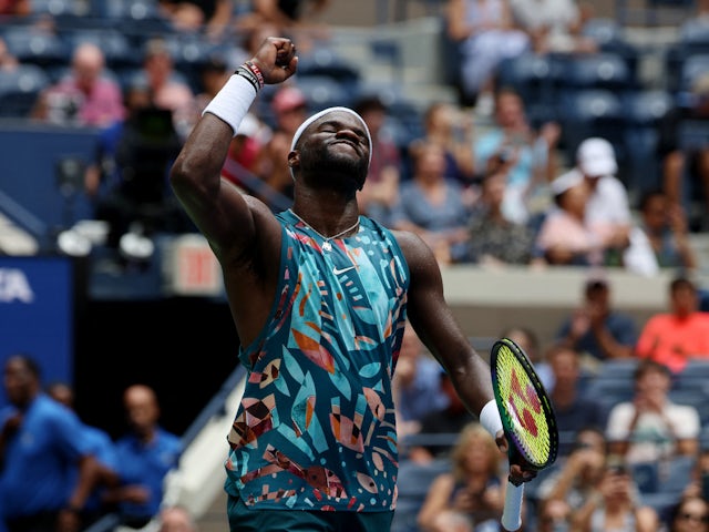 Frances Tiafoe in action at the US Open on August 28, 2023