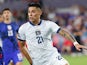 Bryan Tamacas in action for El Salvador against the USA at the 2023 Nations League