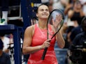 Aryna Sabalenka reacts at the US Open on September 6, 2023