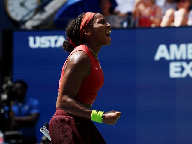 Coco Gauff reacts at the US Open on September 5, 2023