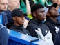 Brighton & Hove Albion's Ansu Fati and Carlos Baleba pictured in the stands before the match on September 2, 2023