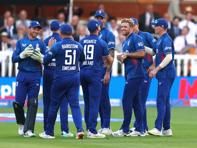 England celebrate a wicket against New Zealand in fourth one-day international on September 15, 2023.