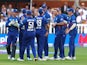 England celebrate a wicket against New Zealand in fourth one-day international on September 15, 2023.