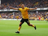 Wolverhampton Wanderers' Hwang Hee-chan celebrates scoring their first goal on September 16, 2023