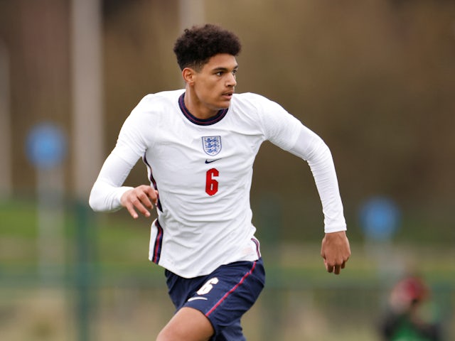 Jarell Quansah in action for England's Under-18s in March 2021